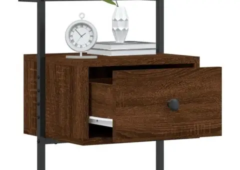 Noptiere de perete, 2 buc., stejar maro, 35x30x51 cm, lemn - 3/5