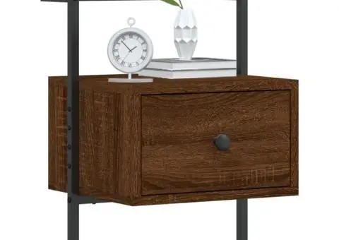 Noptiere de perete, 2 buc., stejar maro, 35x30x51 cm, lemn - 4/5