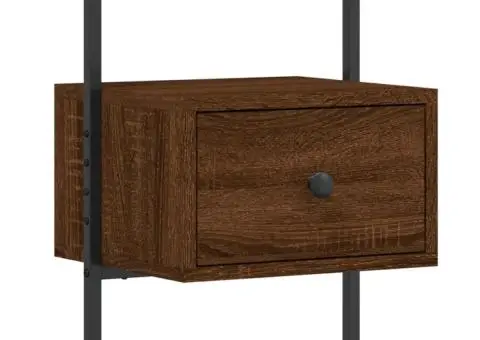 Noptiere de perete, 2 buc., stejar maro, 35x30x51 cm, lemn - 5/5