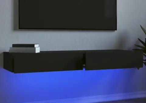 Dulapuri TV cu lumini LED, 2 buc., negru, 60x35x15,5 cm - 1/5