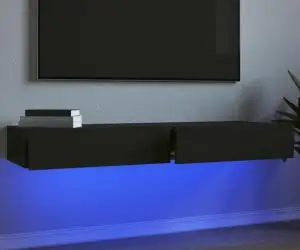 vidaXL Dulapuri TV cu lumini LED, 2 buc., negru, 60x35x15,5 cm