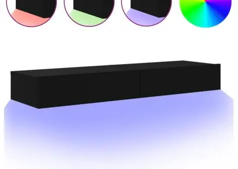 Dulapuri TV cu lumini LED, 2 buc., negru, 60x35x15,5 cm - 2/5