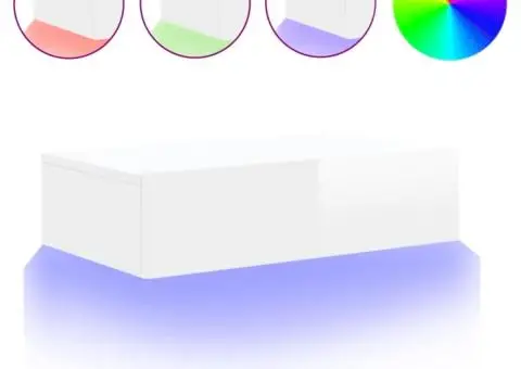 Comodă TV cu lumini LED, alb extralucios, 60x35x15,5 cm - 2/5