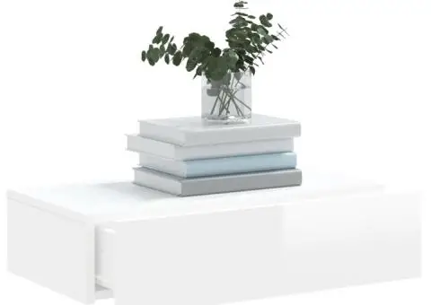 Comodă TV cu lumini LED, alb extralucios, 60x35x15,5 cm - 5/5