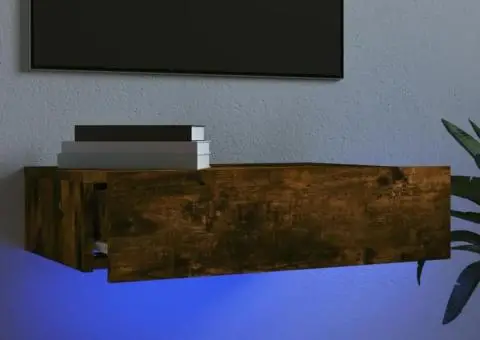 Comodă TV cu lumini LED, stejar fumuriu, 60x35x15,5 cm - 1/5