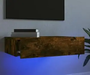 vidaXL Comodă TV cu lumini LED, stejar fumuriu, 60x35x15,5 cm