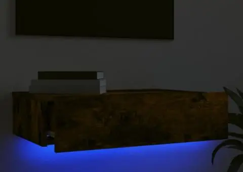 Comodă TV cu lumini LED, stejar fumuriu, 60x35x15,5 cm - 4/5