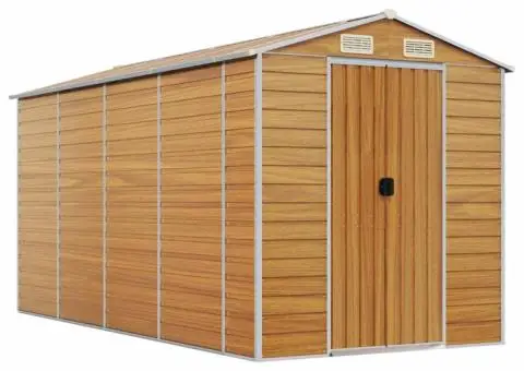 Șopron de grădină, maro deschis, 191x385x198 cm oțel galvanizat - 2/5