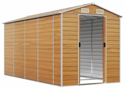 Șopron de grădină, maro deschis, 191x385x198 cm oțel galvanizat - 3/5