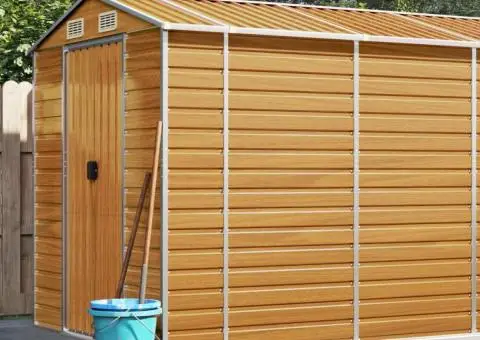 Șopron de grădină, maro deschis, 191x895x198 cm oțel galvanizat - 1/5