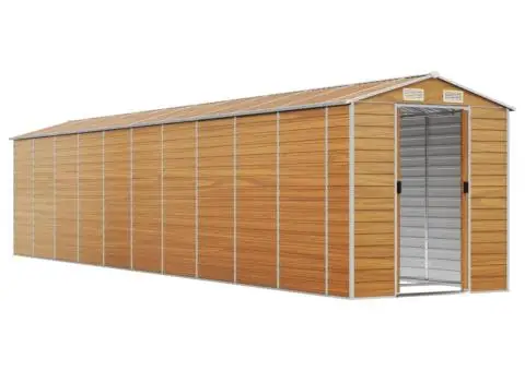 Șopron de grădină, maro deschis, 191x895x198 cm oțel galvanizat - 3/5