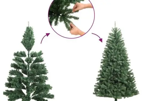 Brad de Crăciun artificial cu suport și balamale, verde, 120 cm - 4/5