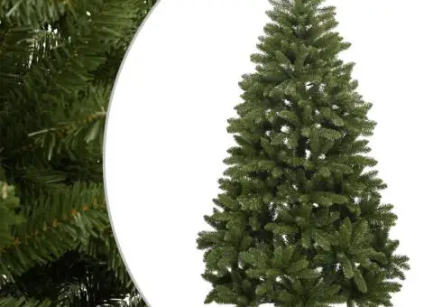 Brad de Crăciun artificial cu suport și balamale, verde, 210 cm - 1/5