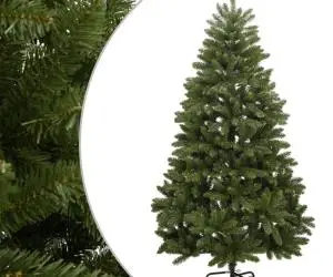 vidaXL Brad de Crăciun artificial cu suport și balamale, verde, 210 cm