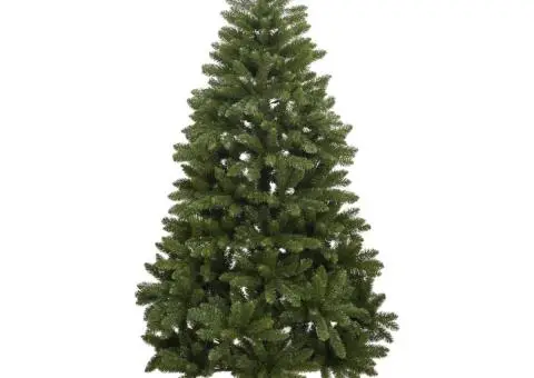 Brad de Crăciun artificial cu suport și balamale, verde, 210 cm - 2/5