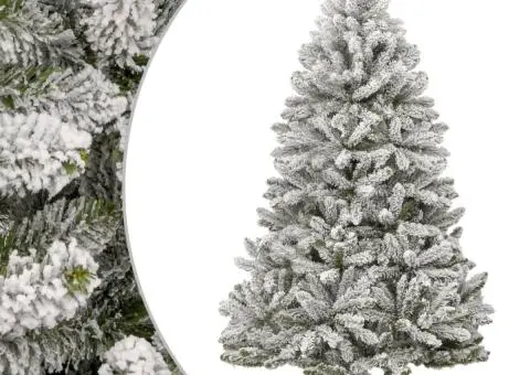 Brad de Crăciun artificial cu balamale și zăpadă pufoasă 210 cm - 1/5