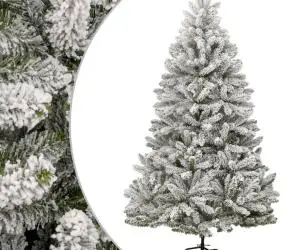 vidaXL Brad de Crăciun artificial cu balamale și zăpadă pufoasă 210 cm