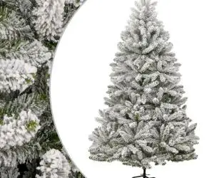 vidaXL Pom de Crăciun artificial cu balamale și zăpadă 270 cm