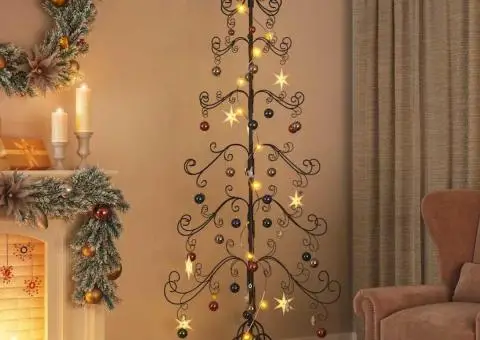 Brad de Crăciun din metal pentru decor, negru, 215 cm - 1/5