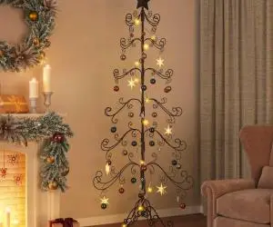 vidaXL Brad de Crăciun din metal pentru decor, negru, 215 cm