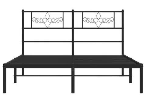 Cadru de pat metalic cu tăblie, negru, 140x200 cm - 5/5