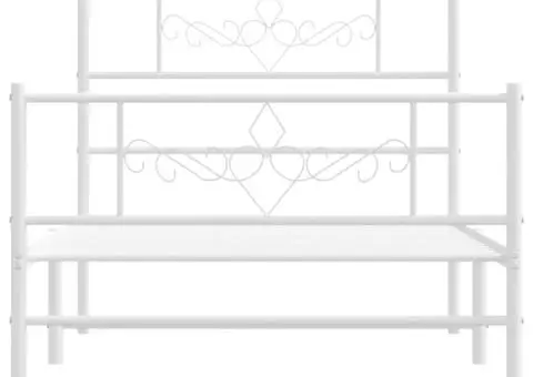 Cadru de pat metalic cu tăblie de cap/picioare, alb, 90x190 cm - 5/5