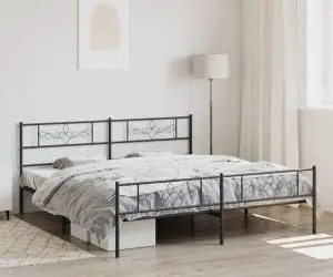 vidaXL Cadru pat fără saltea, tăblie de picioare negru 180x200cm metal