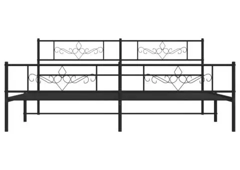 Cadru pat fără saltea, tăblie de picioare negru 180x200cm metal - 5/5