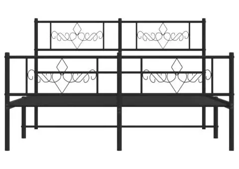 Cadru pat metalic cu tăblie de cap/picioare, negru, 120x190 cm - 5/5