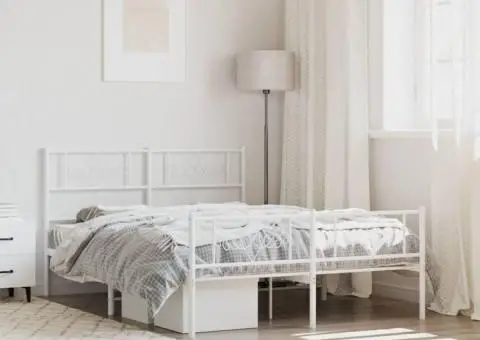 Cadru de pat metalic cu tăblie, alb, 120x200 cm - 1/5