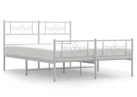 Cadru de pat metalic cu tăblie, alb, 120x200 cm - 2/5