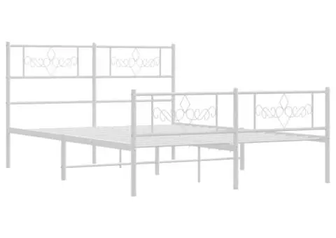 Cadru de pat metalic cu tăblie, alb, 120x200 cm - 3/5
