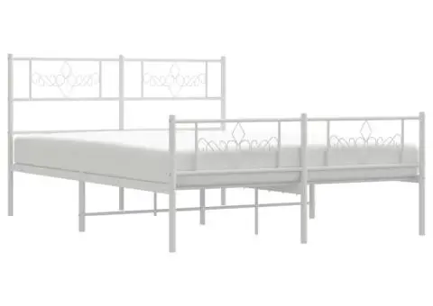 Cadru de pat metalic cu tăblie, alb, 120x200 cm - 4/5