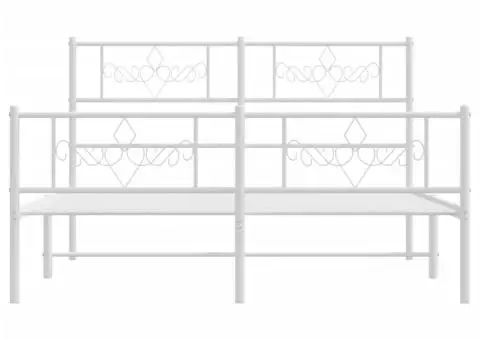Cadru de pat metalic cu tăblie, alb, 120x200 cm - 5/5