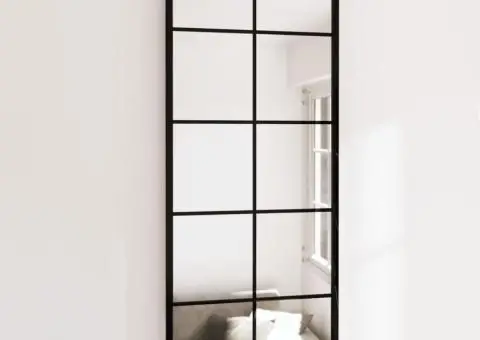 Oglinzi de perete, 2 buc., negru, 100x40 cm, metal - 1/5