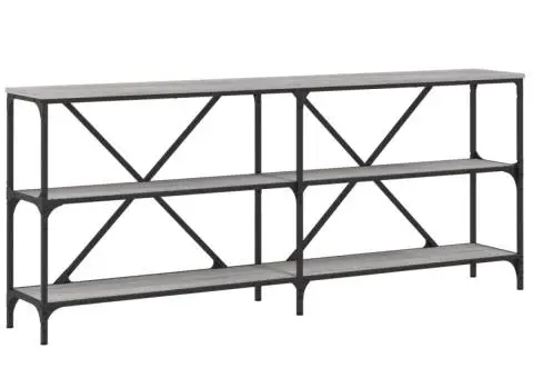 Masă consolă gri sonoma 180x30x75 cm Lemn prelucrat și fier - 2/5