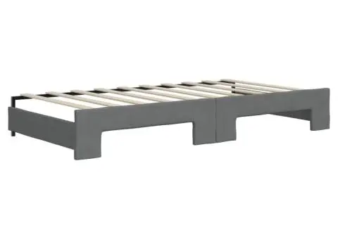 Pat de zi cu extensie și sertare, gri închis, 90x190cm, textil - 5/5