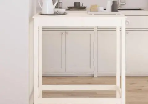 Masă de bar, alb, 100x50x110 cm, lemn masiv de pin - 1/5