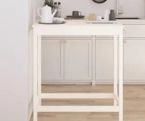 vidaXL Masă de bar, alb, 100x50x110 cm, lemn masiv de pin