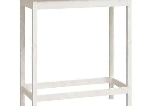 Masă de bar, alb, 100x50x110 cm, lemn masiv de pin - 2/5