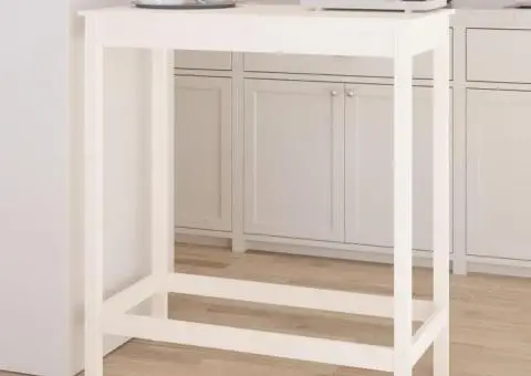 Masă de bar, alb, 100x50x110 cm, lemn masiv de pin - 3/5