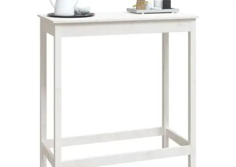Masă de bar, alb, 100x50x110 cm, lemn masiv de pin - 4/5
