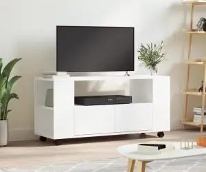 vidaXL Comodă TV, alb, 102x34,5x43 cm, lemn prelucrat