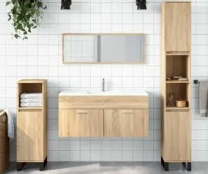 vidaXL Dulap de baie cu oglindă, stejar sonoma, lemn prelucrat