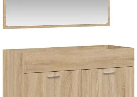 Dulap de baie cu oglindă, stejar sonoma, lemn prelucrat - 2/5