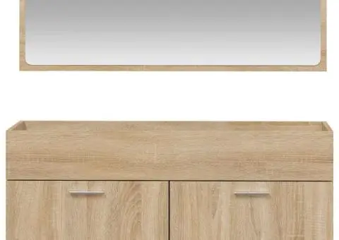 Dulap de baie cu oglindă, stejar sonoma, lemn prelucrat - 5/5