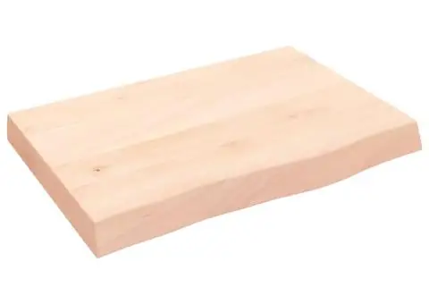 Blat de baie, 60x40x(2-6) cm, lemn masiv netratat - 2/5