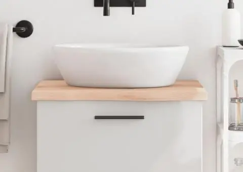 Blat de baie, 60x50x(2-4) cm, lemn masiv netratat - 1/5