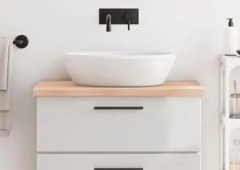 Blat de baie, 80x60x(2-4) cm, lemn masiv netratat - 1/5