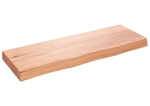 Blat de baie, maro deschis, 80x30x(2-6) cm, lemn masiv tratat - 2/5